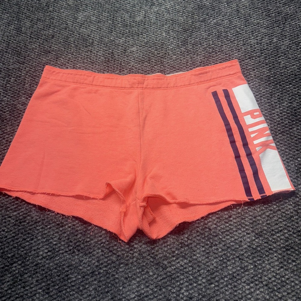 Y2k Victoria's Secret PINK Lounge Micro Shorts Women's L Coral Pink Frayed Hem